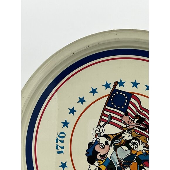 Disneyland Tray America On Parade Vintage 1976 Tin Metal Round Walt Disney 11" - Picture 7 of 13